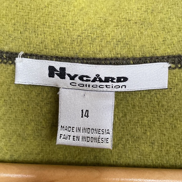 Nygard ‘Blanket’ Cardi/Jacket Lime and Dark Army Green Size 14 - Picture 2 of 11